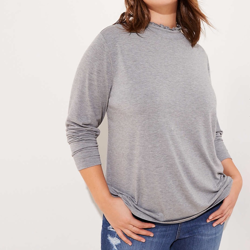 NWT LOFT Plus ruffle mock neck top